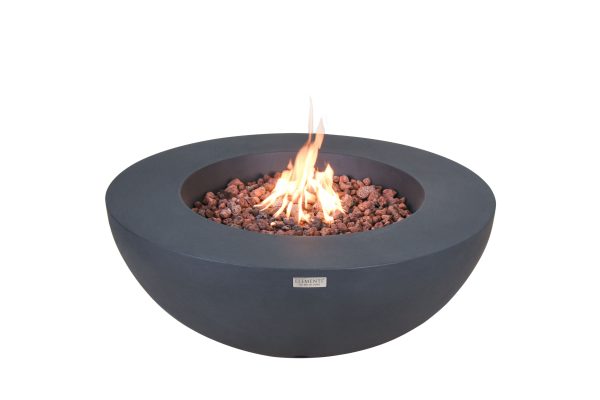 Elementi Lunar OFG101 Dark Gray Round Concrete Fire Pit Bowl Image with White Background