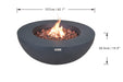 Elementi Lunar OFG101 Round Concrete Fire Pit Bowl Dimensions Drawing