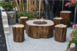 Elementi Manchester OFG145 Concrete Fire Pit Table with Manchester Seats and Propane Tank Holder