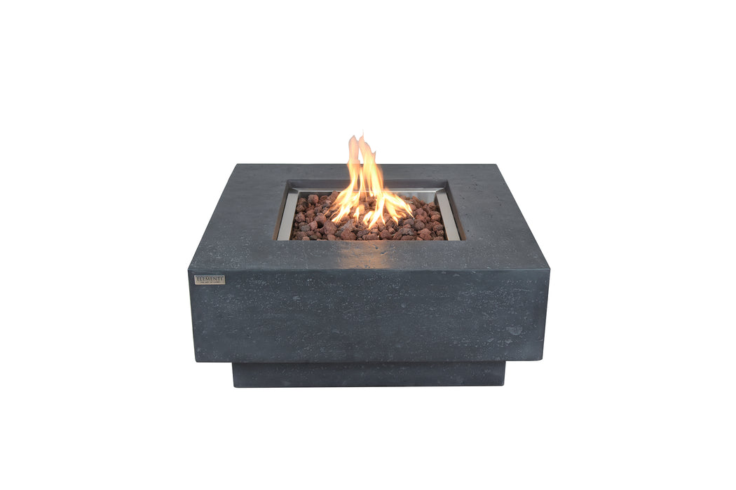 Elementi Manhattan OFG103 Dark Gray Square Concrete Fire Pit Table Image with White Background