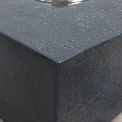 Elementi Manhattan OFG103 Dark Gray Square Concrete Fire Pit Table close up Image on  Surface