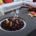 Elementi Metropolis OFG104 Dark Gray Rectangular Concrete Fire Pit Table Close up Image on Flames