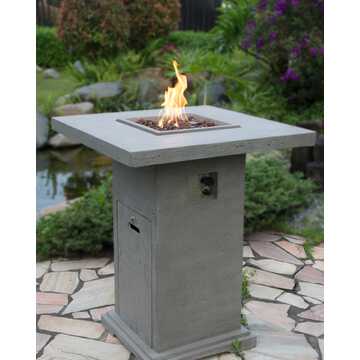 Elementi Montreal OFG221 Light Gray Square Fire Pit Bar Table