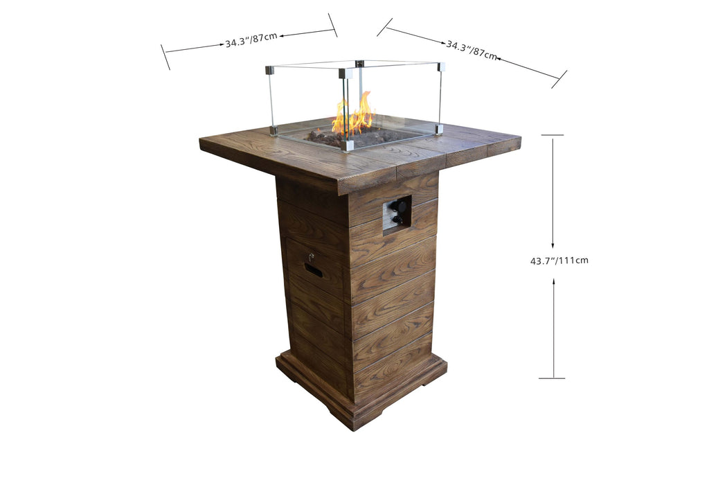 Elementi Rova OFG224 Fire Pit Bar Table Dimensions Drawing