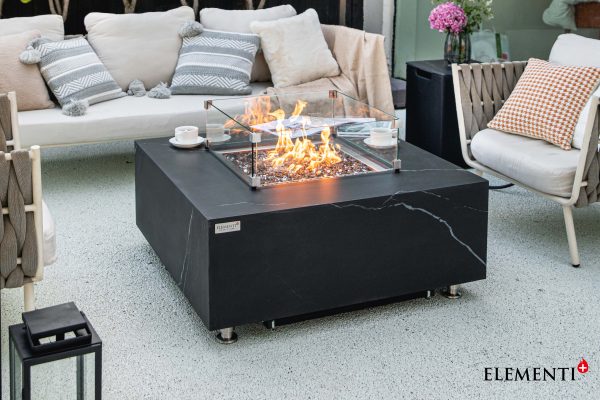 Elementi Plus Sofia Marble Porcelain Fire Pit Table OFP103BB