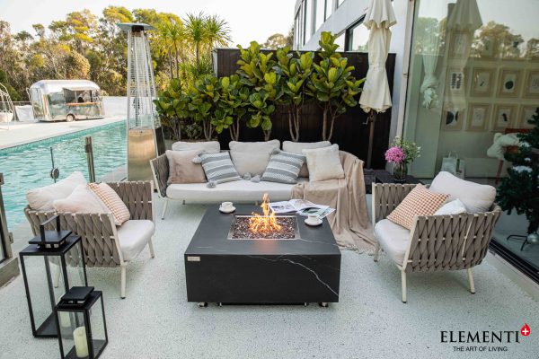 Elementi Plus Sofia Marble Porcelain Fire Pit Table OFP103BB