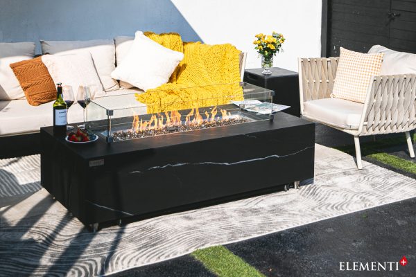 Elementi Plus Varna Marble Porcelain Fire Pit Table OFP121BB