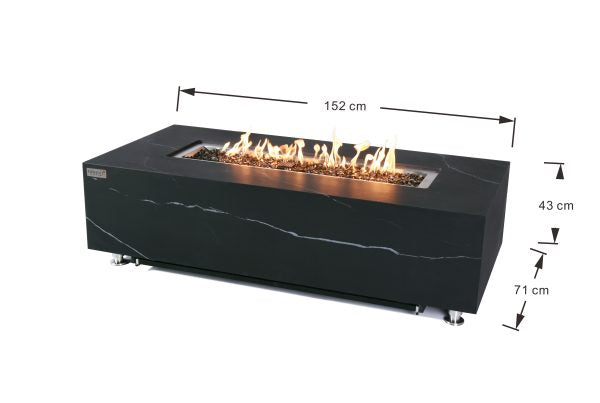 Elementi Plus Varna Marble Porcelain Fire Pit Table OFP121BB