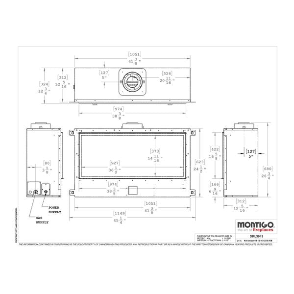 Montigo DelRay 36-Inch Linear Direct Vent Gas Fireplace