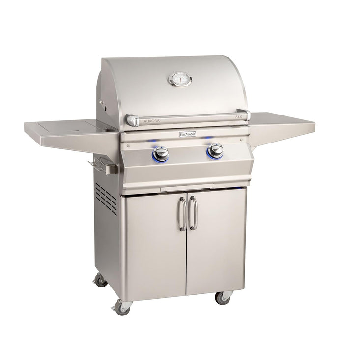 Fire Magic 24-Inch Aurora Freestanding Liquid Grill with Side Burner And Analog Thermometer - A430S-7EAP-62