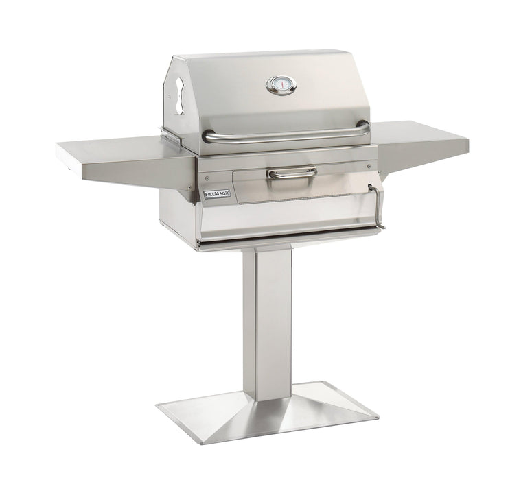 Fire Magic Legacy 24-Inch Smoker Charcoal Grill On Patio Post - 22-SC01C-P6