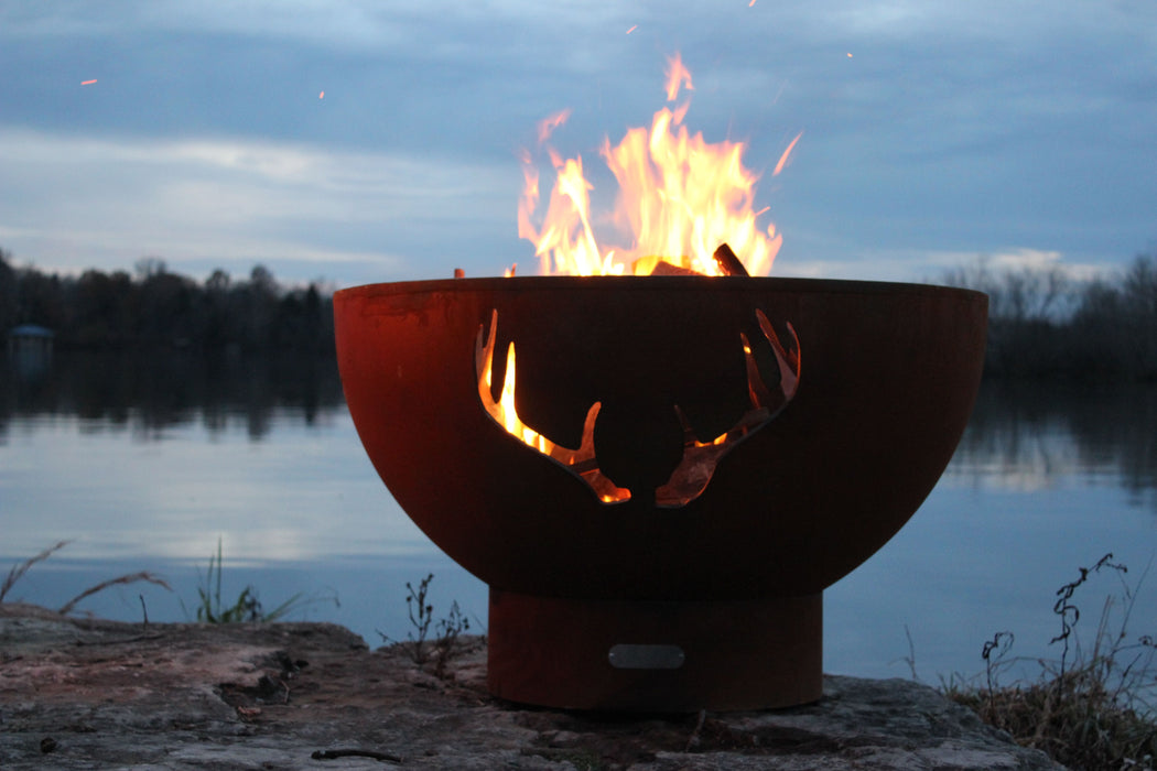 Fire Pit Art - Antlers Carbon Steel Fire Pit