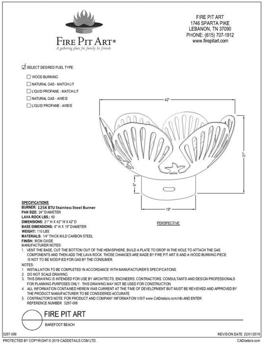 Fire Pit Art - Barefoot Beach Carbon Steel Fire Pit