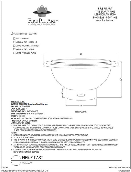 Fire Pit Art - Bella Luna Carbon Steel Fire Pit