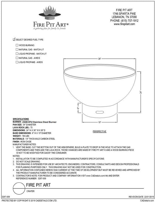 Fire Pit Art - Crater Carbon Steel Fire Pit