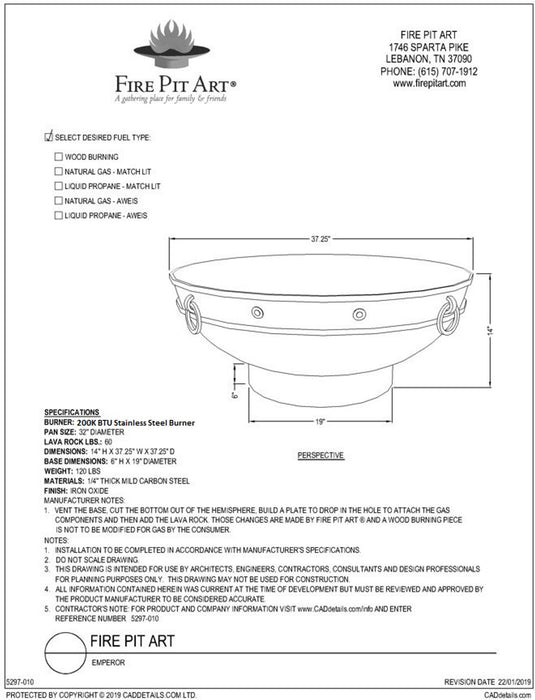 Fire Pit Art - Emperor Carbon Steel Fire Pit