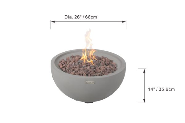 Modeno Nantucket Round Concrete Fire Pit Bowl Dimensions Drawing OFG116