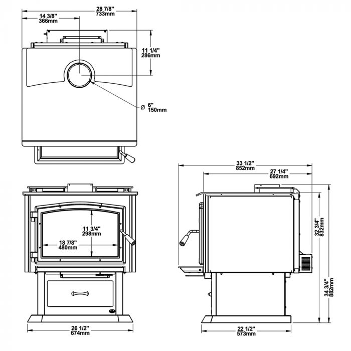 Osburn 3500 Wood Stove with Heat Activated Variable Speed Blower