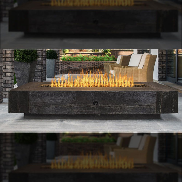 The Outdoor Plus Coronado Rectangular GFRC Wood Grain Fire Pit