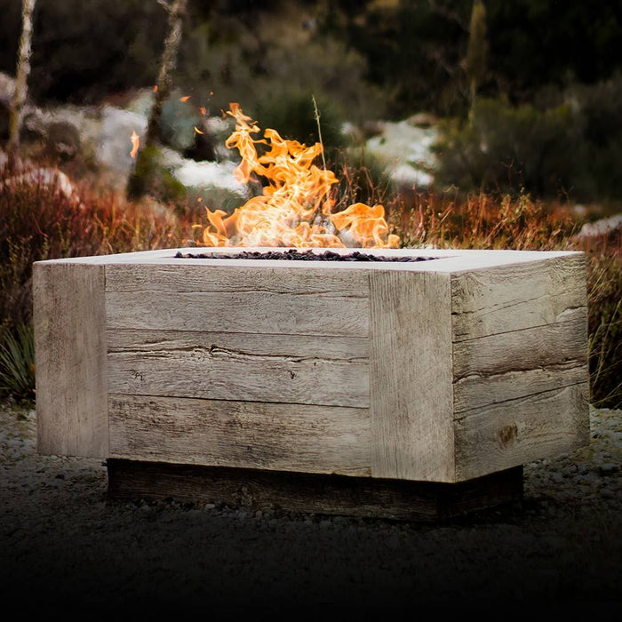 The Outdoor Plus Catalina Rectangular GFRC Wood Grain Concrete Fire Pit