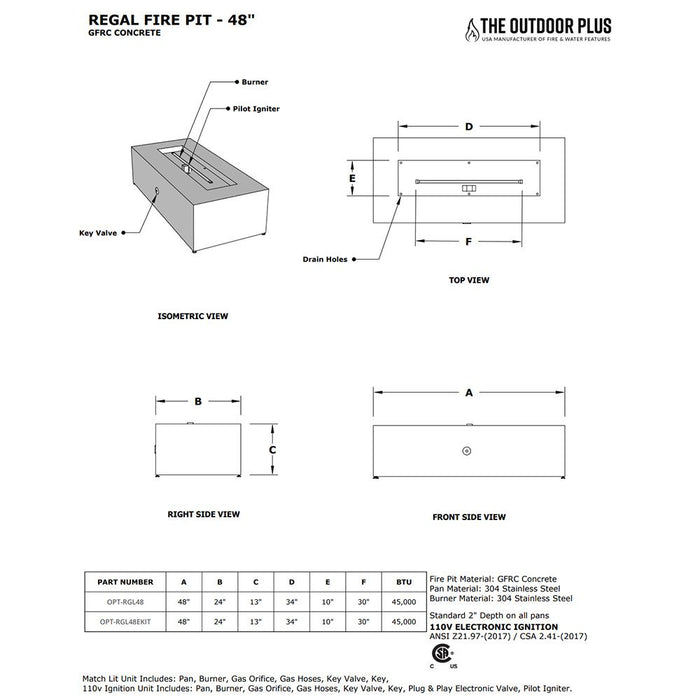 The Outdoor Plus Regal GFRC Concrete Fire Pit