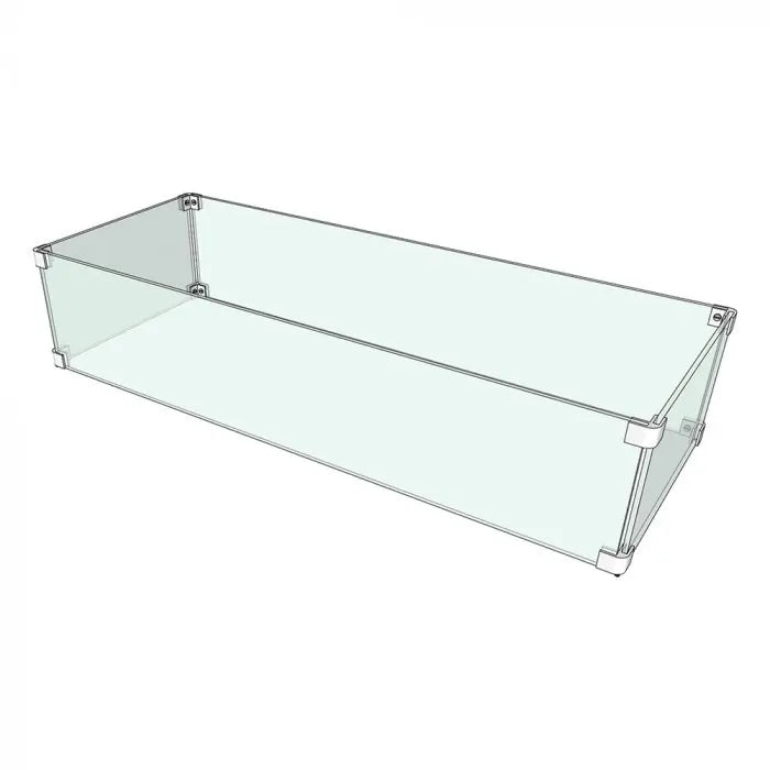 The Outdoor Plus Catalina Rectangular Tempered Glass Wind Guard ¼" with Polished Edges