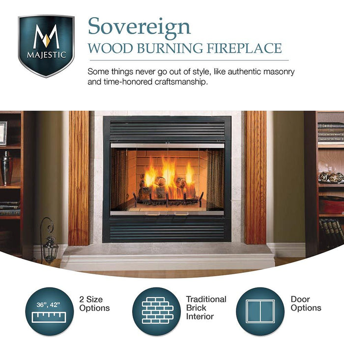 Majestic Sovereign 36-Inch Wood Burning Fireplace