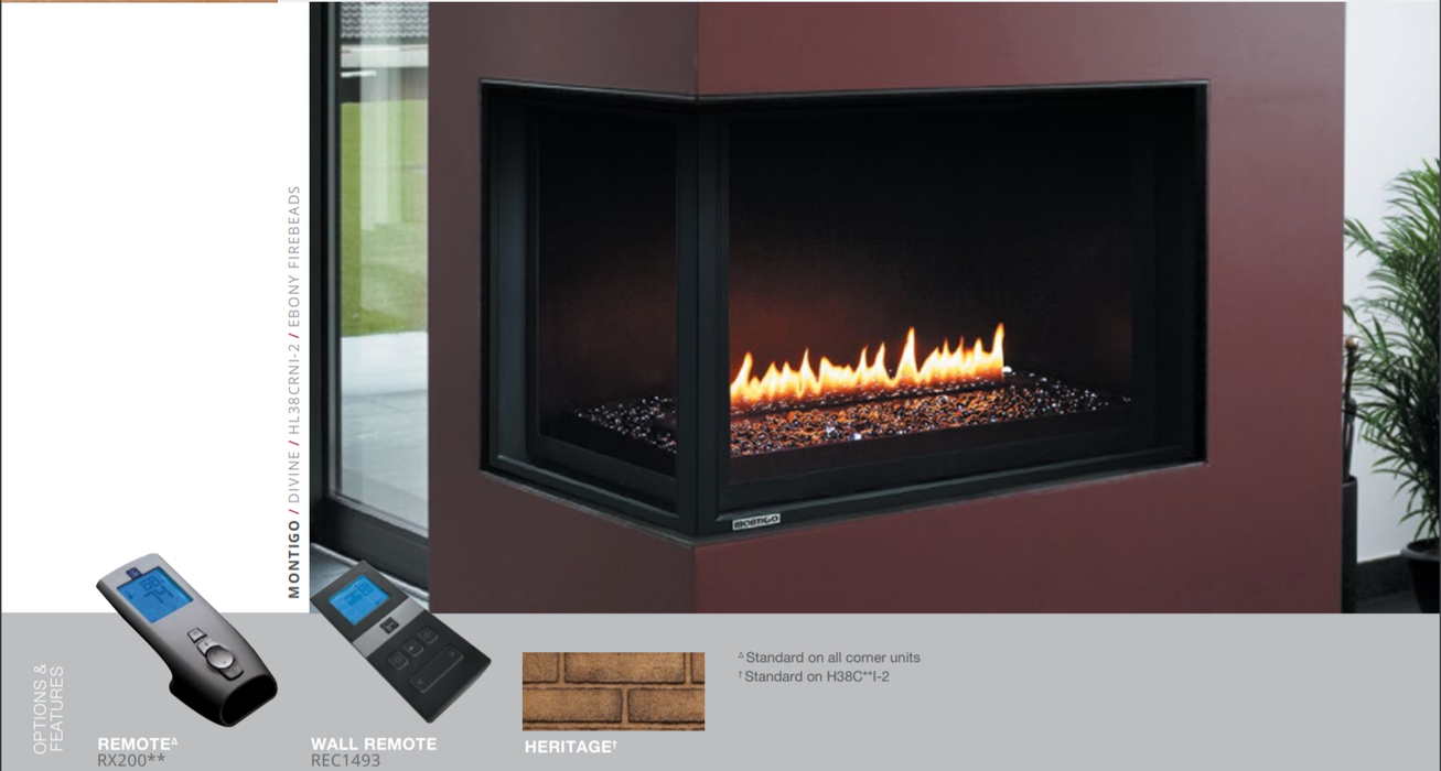 Montigo Divine Corner 38-Inch Contemporary Direct Vent Gas Fireplace