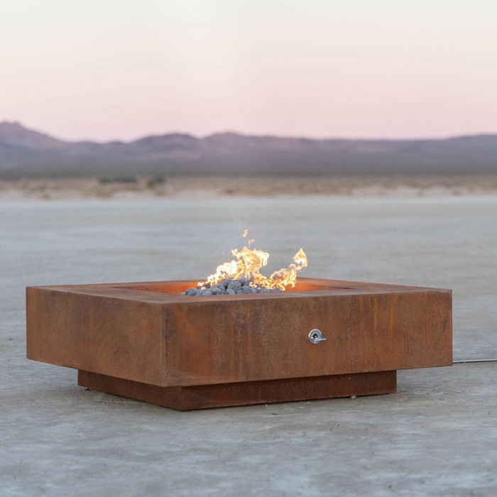 The Outdoor Plus Cabo Square Corten Steel Fire Pit