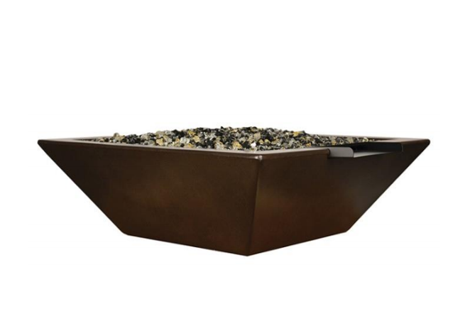 Geo Square Fire & Water Bowl with Electronic Ignition - Free Cover ✓ [Fire by Design]