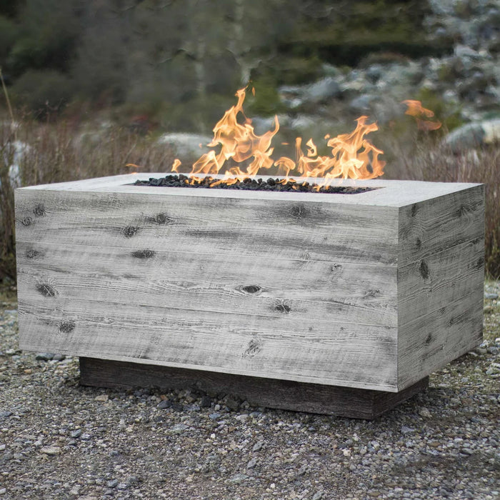 The Outdoor Plus Catalina Rectangular GFRC Wood Grain Concrete Fire Pit