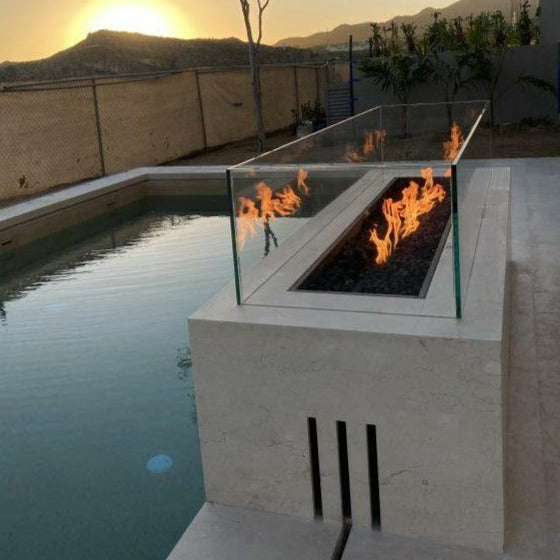 The Outdoor Plus Cabo Rectangular GFRC Concrete Fire Pit